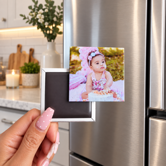 63.5mm square personalised photo magnet by Verovibe Studio