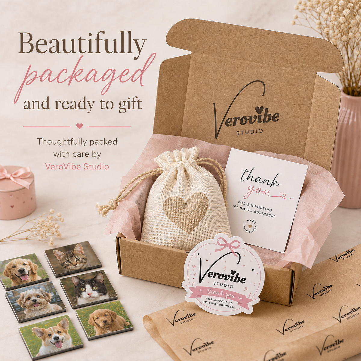 Personalised photo magnet product information by Verovibe Studio