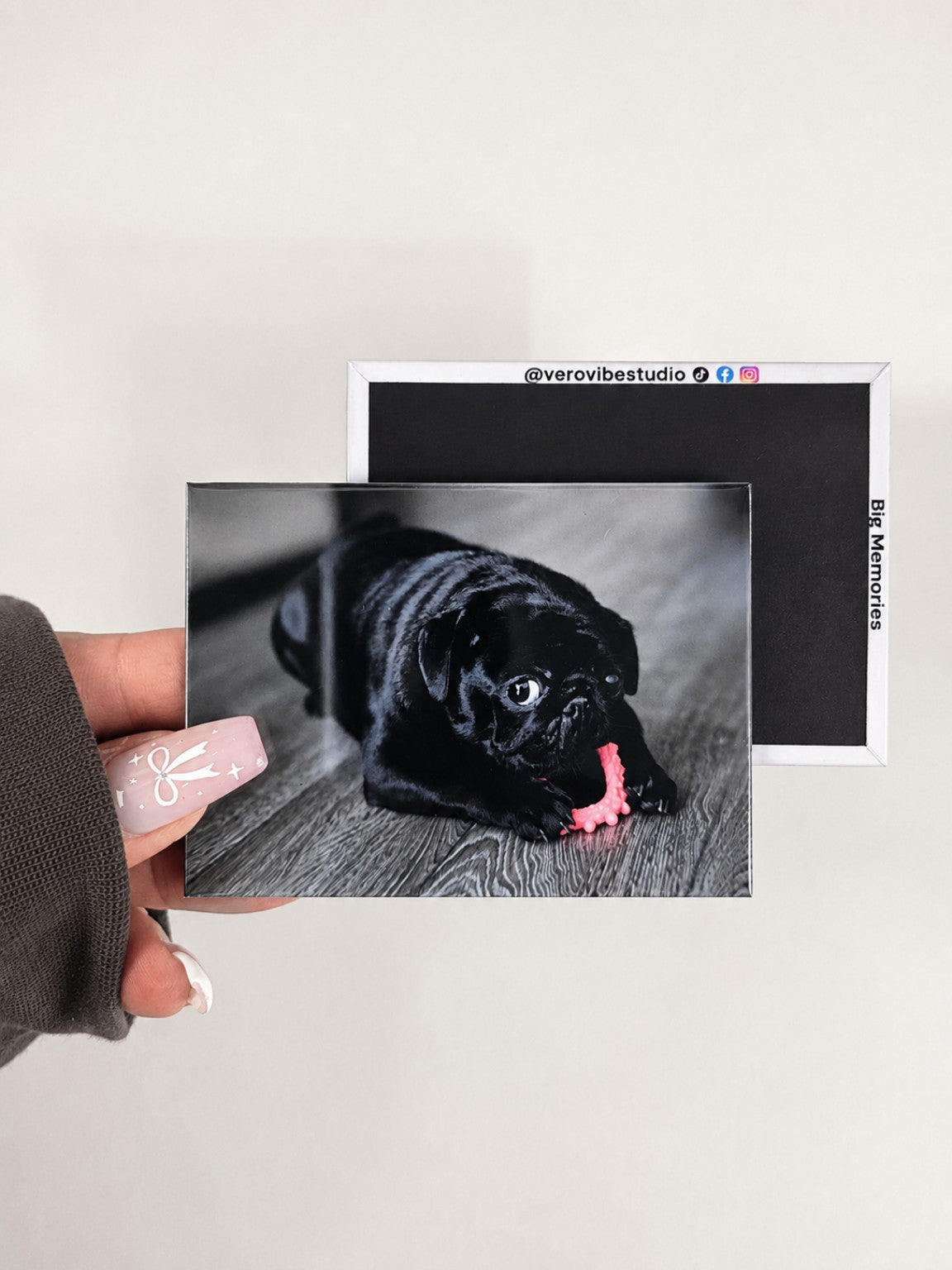 Rectangle photo magnet front and branded back with pet photo