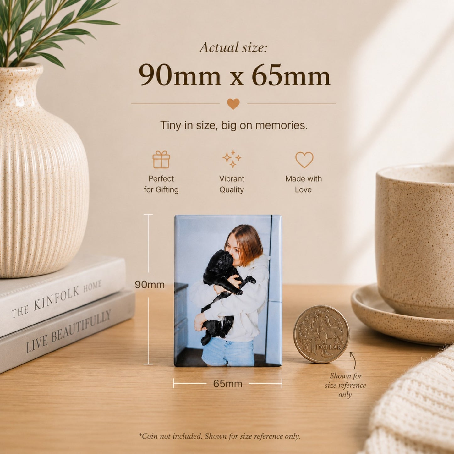 90mm x 65mm rectangle photo magnet size guide